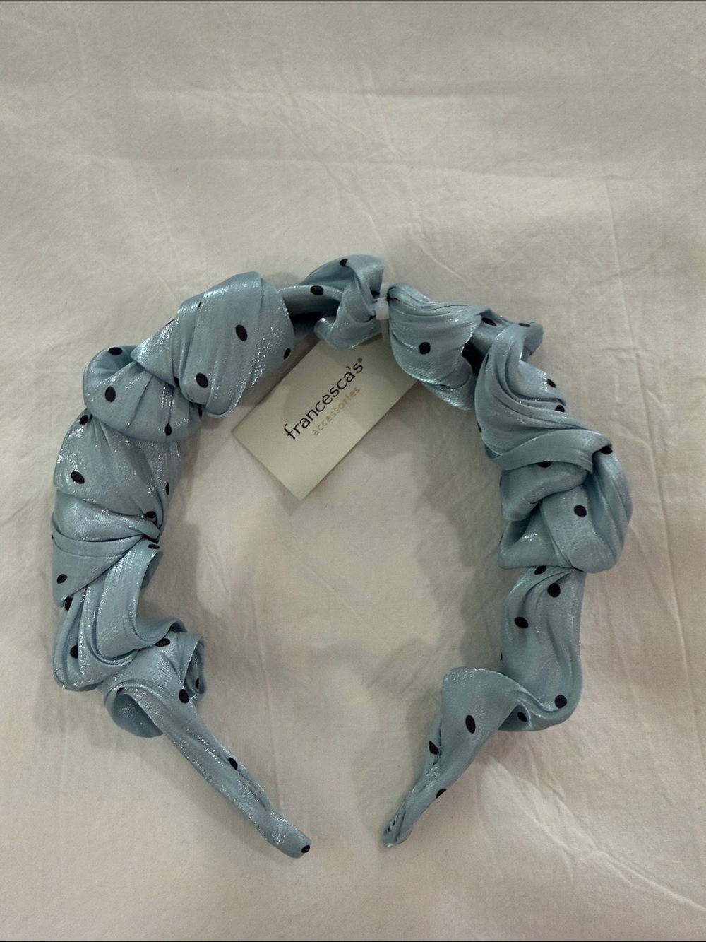 Francesca's Collections Pale Blue Polka Dot Knotted Headband